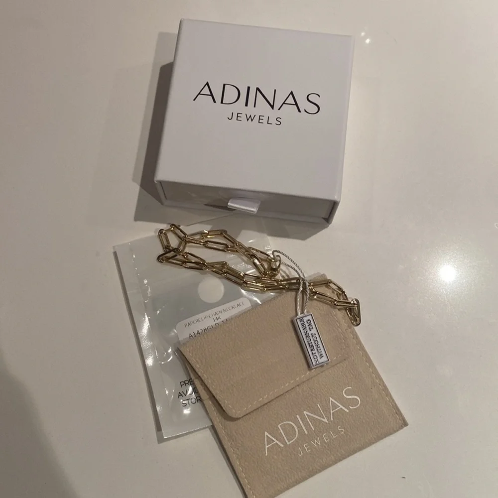 Adinas Jewels NWT 14K Paperclip Chain Necklace 16 Inch - Picture 2 of 4